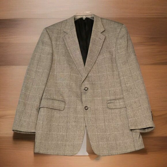 Joseph A Bank Mens Sport Coat 42R Black Blue Herringbone Blazer Jacket 2 Buttons